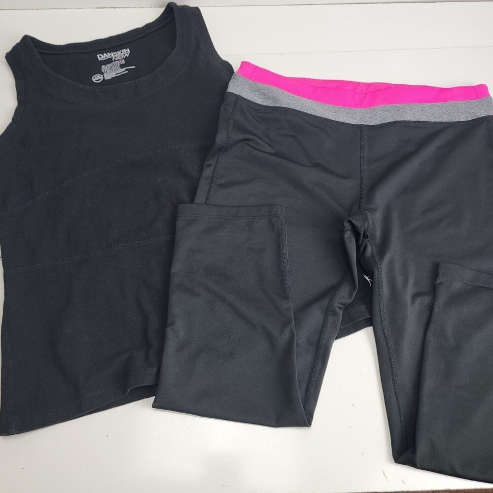 Danskin Now Shirt & Everlast Sport Capris Black Pink Exercise Set Women's M / L
